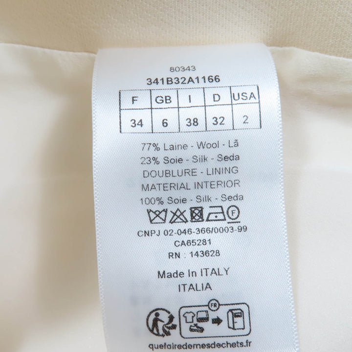 Great Christian Dior one piece Logo button 2-way dress Ivory 38 341B32A1166