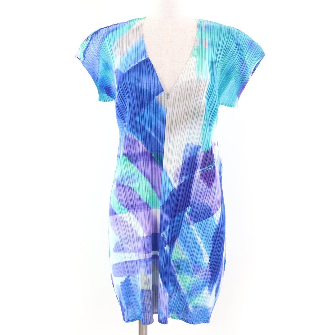 Great PLEATS PLEASE one piece Watercolor short sleeve Women 3 PP01-JT688