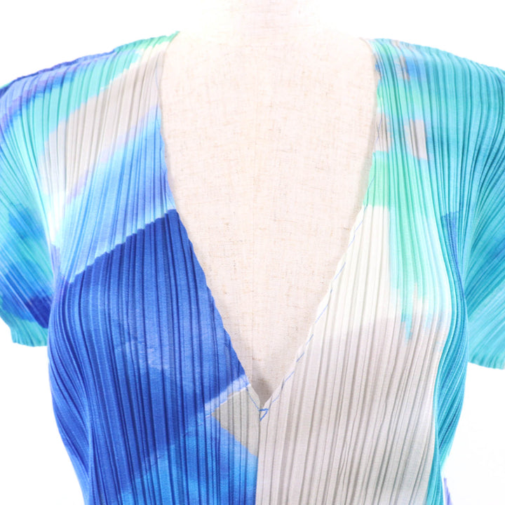 Great PLEATS PLEASE one piece Watercolor short sleeve Women 3 PP01-JT688