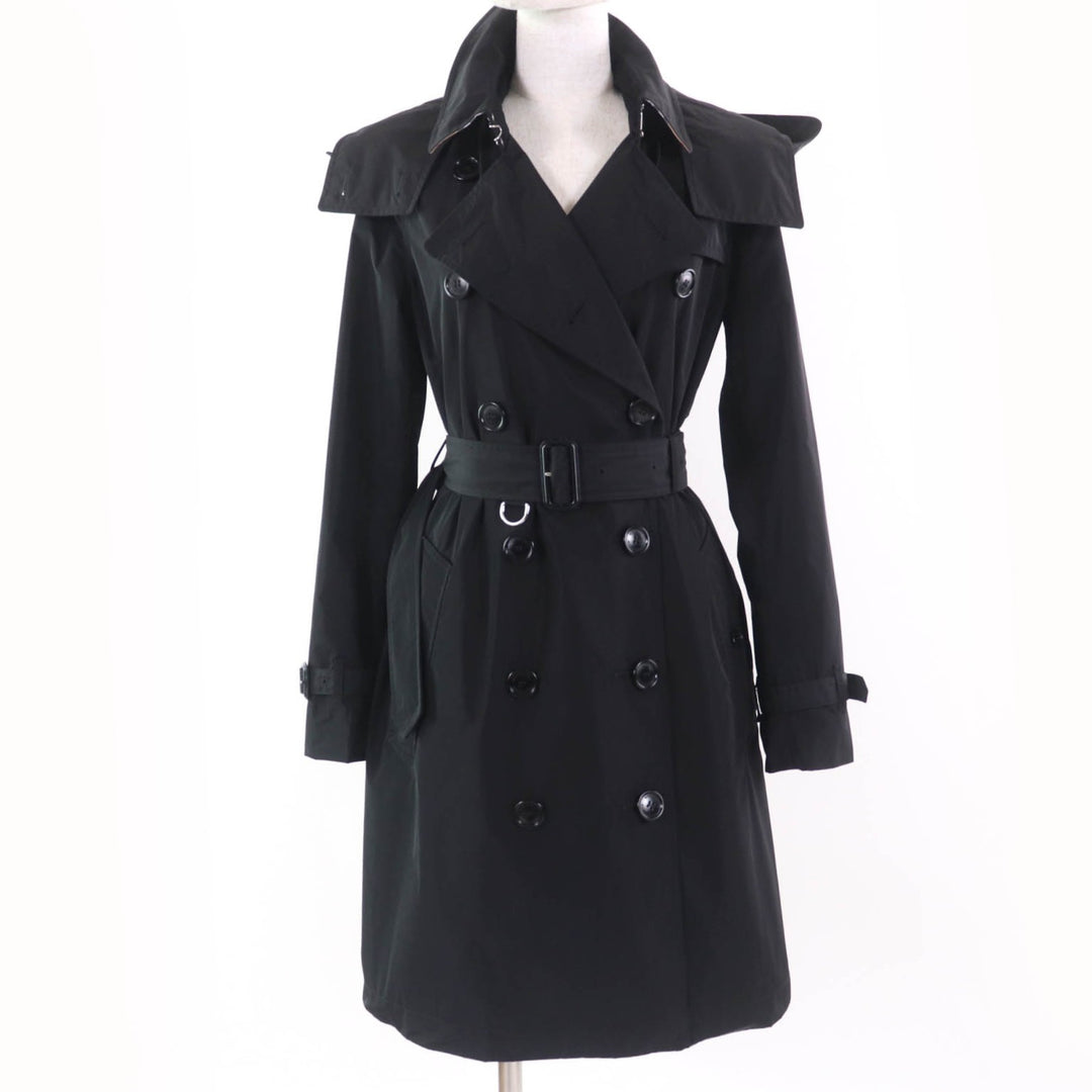 Great BURBERRY trench coat Kensington Attachable Hood with black Women 38 8006111