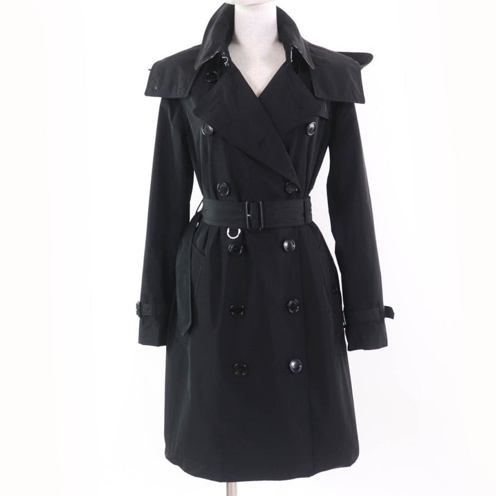 Great BURBERRY trench coat Kensington Attachable Hood with black Women 38 8006111
