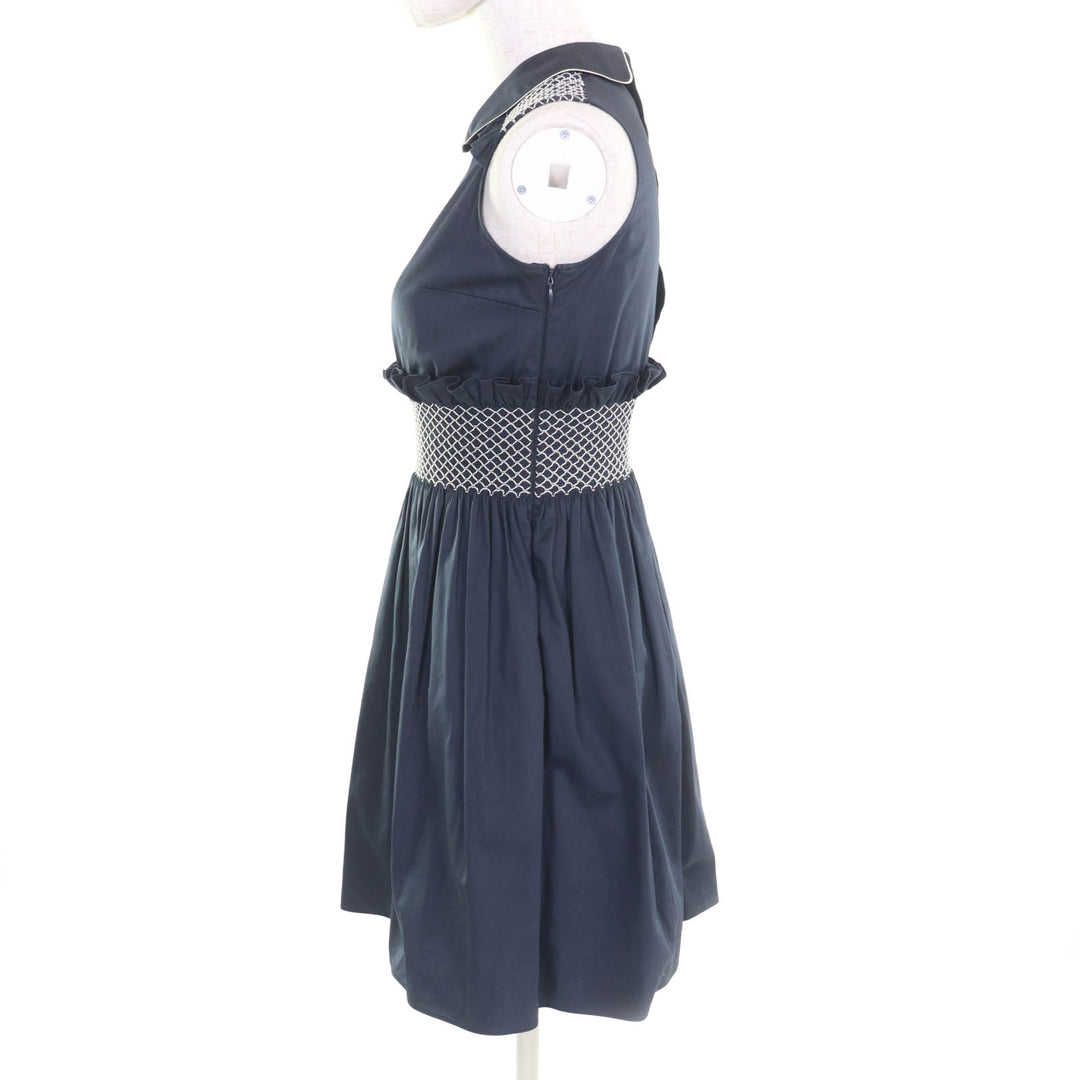 Great MIUMIU one piece Waist Design Sleeveless Gathered Mini Women 36 MF2511