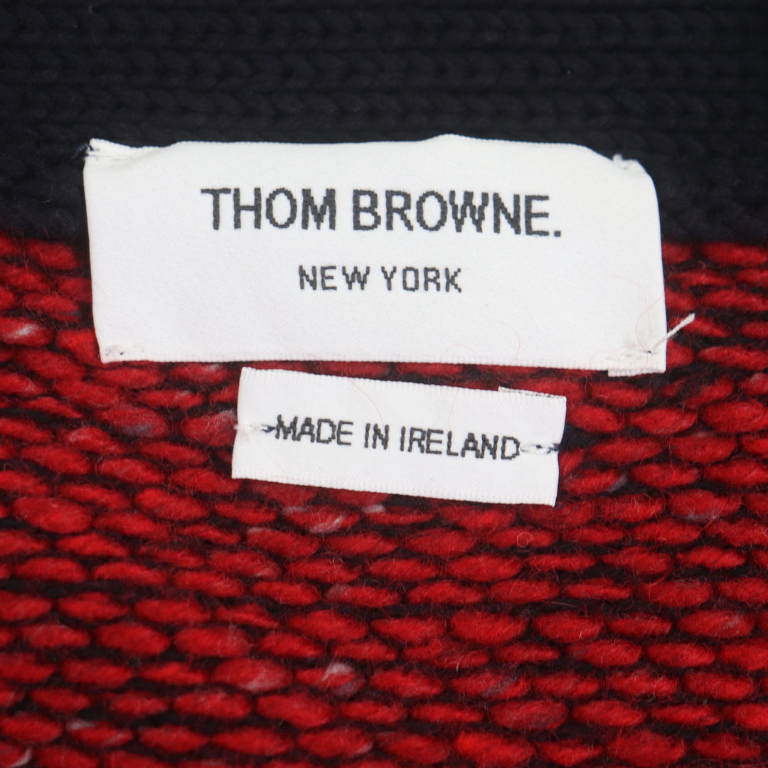 Great THOM BROWNE cardigan Fish print V-neck knit Multi cotton mens 1 MKC029