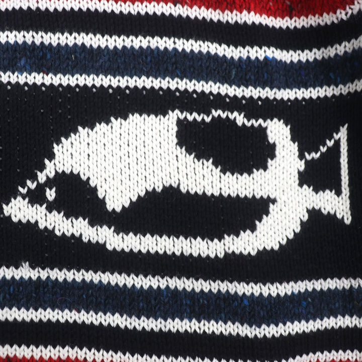 Great THOM BROWNE cardigan Fish print V-neck knit Multi cotton mens 1 MKC029
