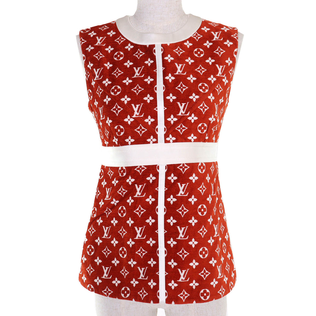 Pristine LOUIS VUITTON tops Monogram Tauring Sleeveless Tunic Brown Rayon 34