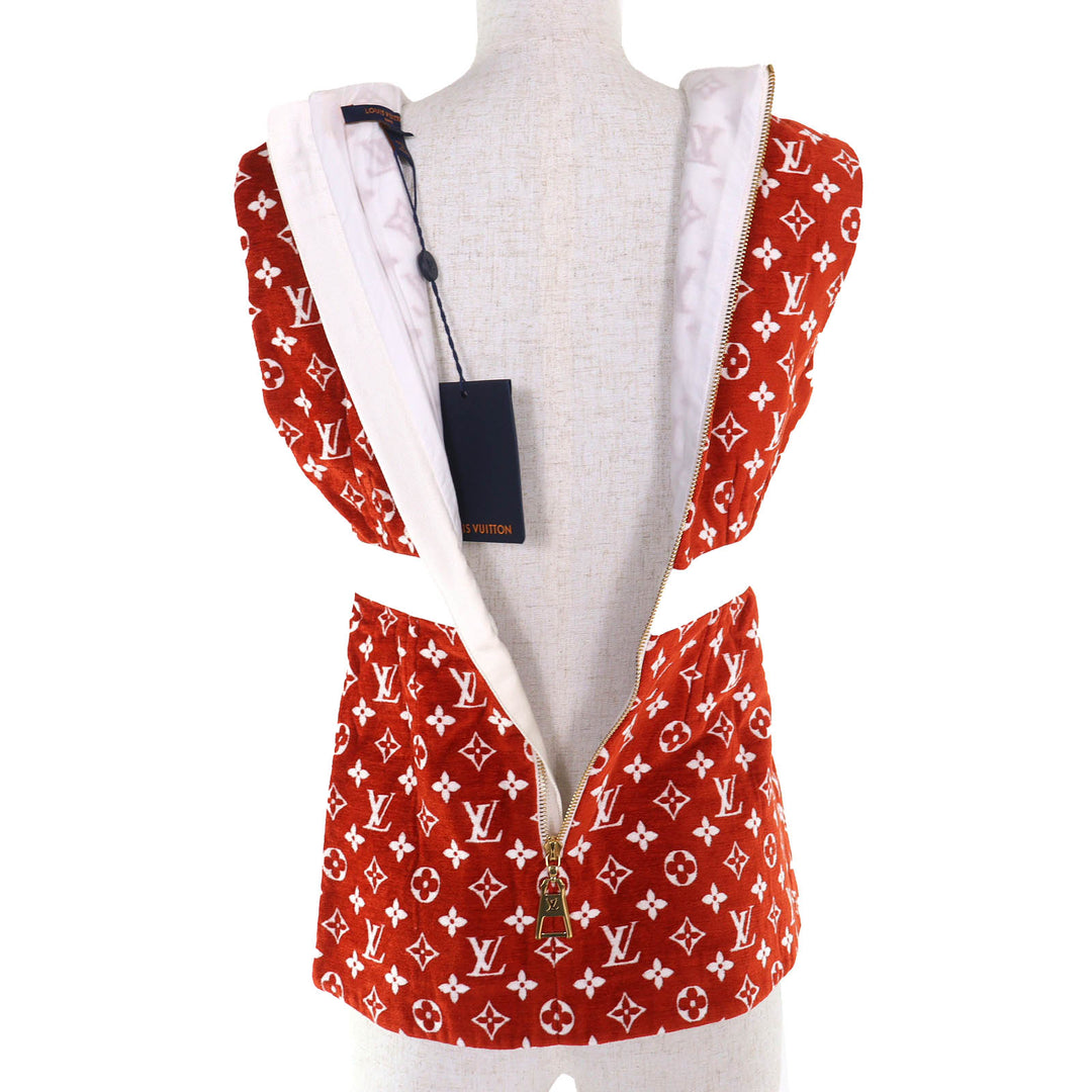 Pristine LOUIS VUITTON tops Monogram Tauring Sleeveless Tunic Brown Rayon 34