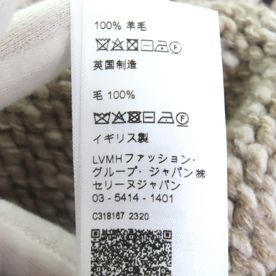 Excellent CELINE knit Triomphe crew neck long sleeve knit sweater Brown wool L
