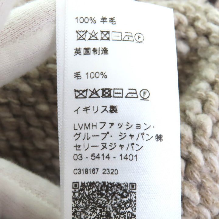 Excellent CELINE knit Triomphe crew neck long sleeve knit sweater Brown wool L