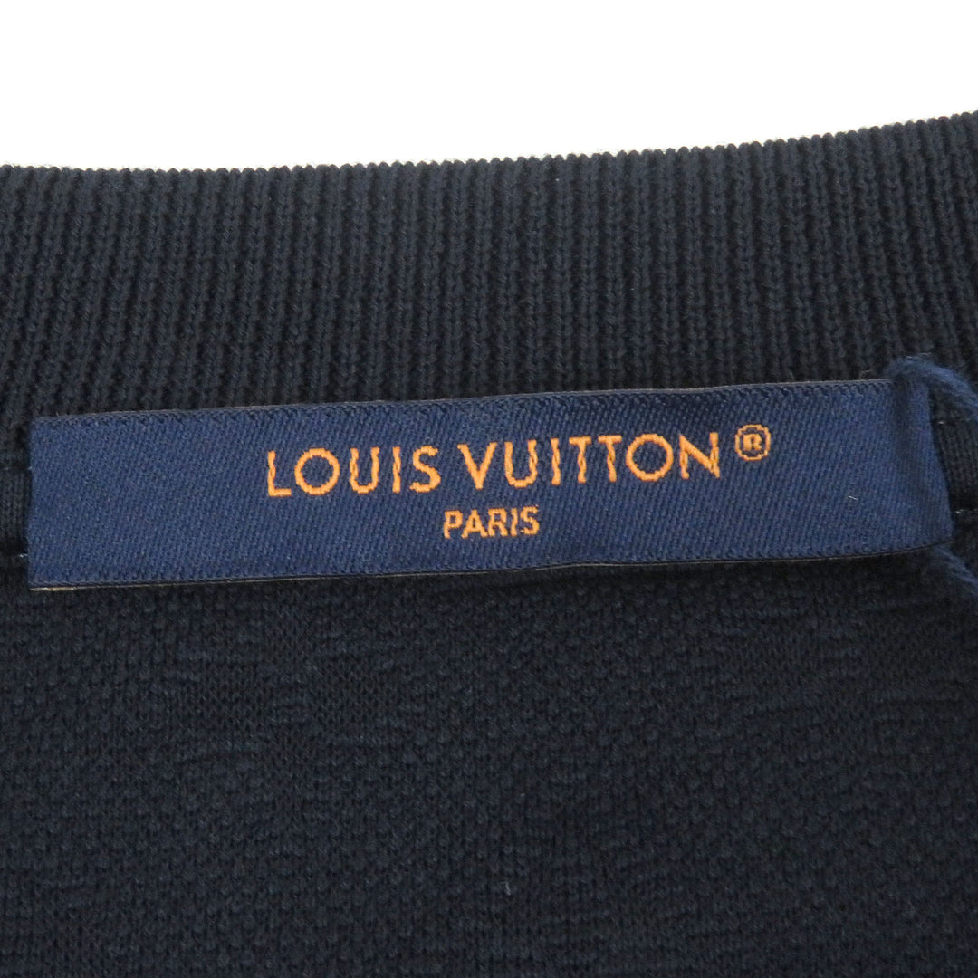 Pristine LOUIS VUITTON tops Piqu cotton T-shirt Monogram Navy cotton mens S
