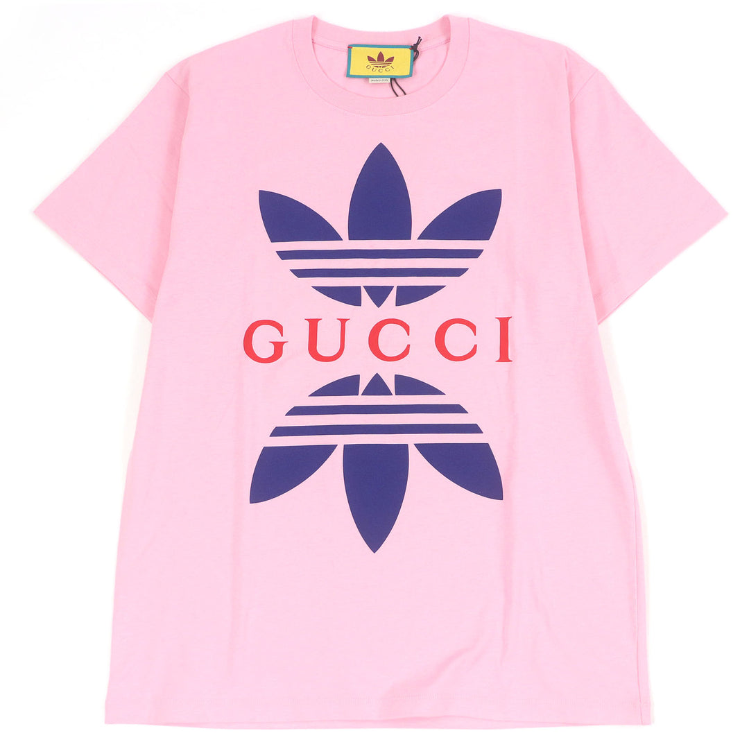 Pristine GUCCI×adidas tops Trefoil logo print pink cotton mens XS 548334