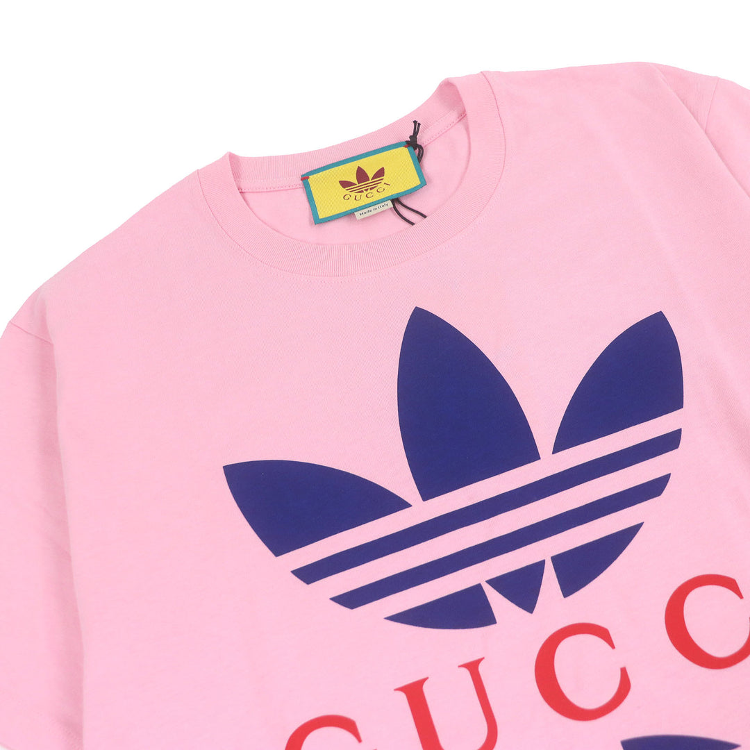 Pristine GUCCI×adidas tops Trefoil logo print pink cotton mens XS 548334
