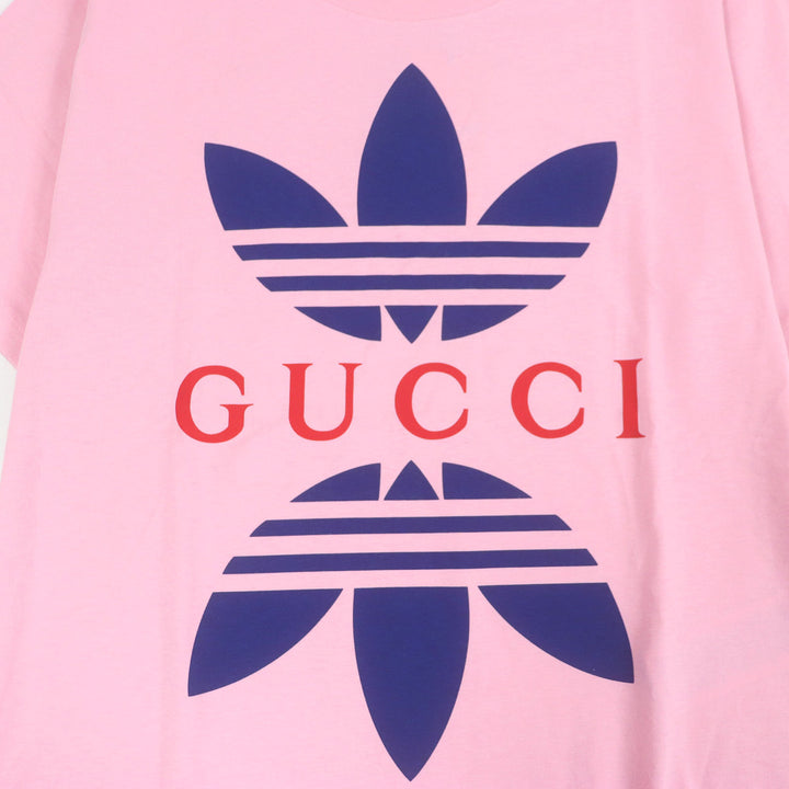 Pristine GUCCI×adidas tops Trefoil logo print pink cotton mens XS 548334
