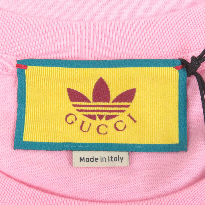 Pristine GUCCI×adidas tops Trefoil logo print pink cotton mens XS 548334