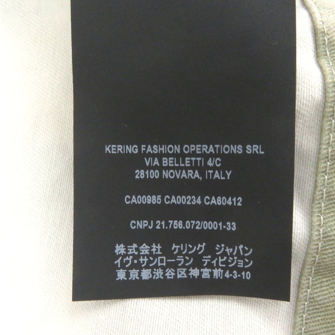Excellent SAINT LAURENT PARIS coat Leaf Print Hooded Mod Coat Military Jacket khaki