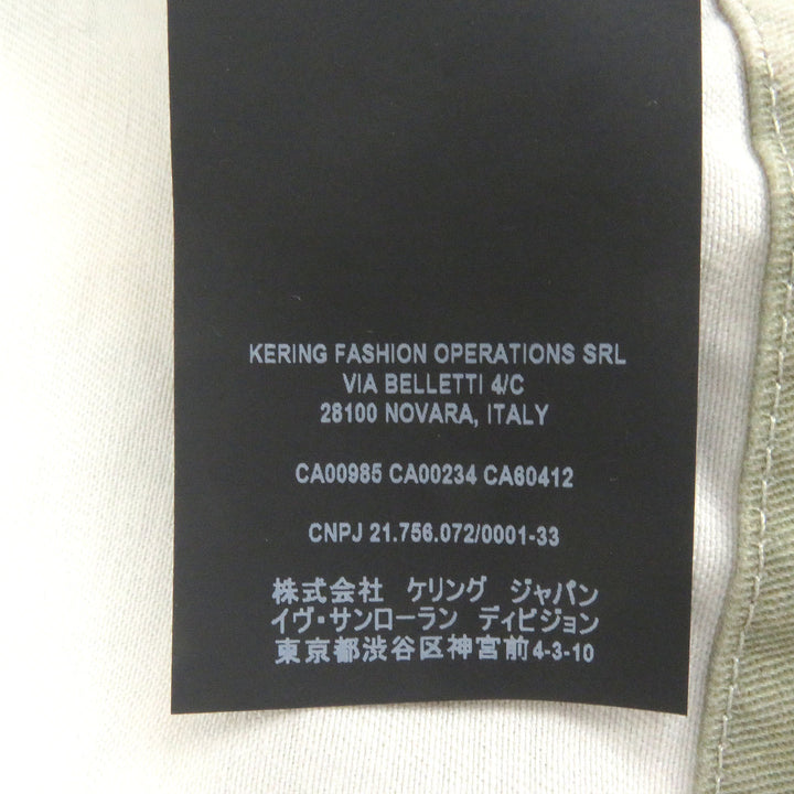 Excellent SAINT LAURENT PARIS coat Leaf Print Hooded Mod Coat Military Jacket khaki