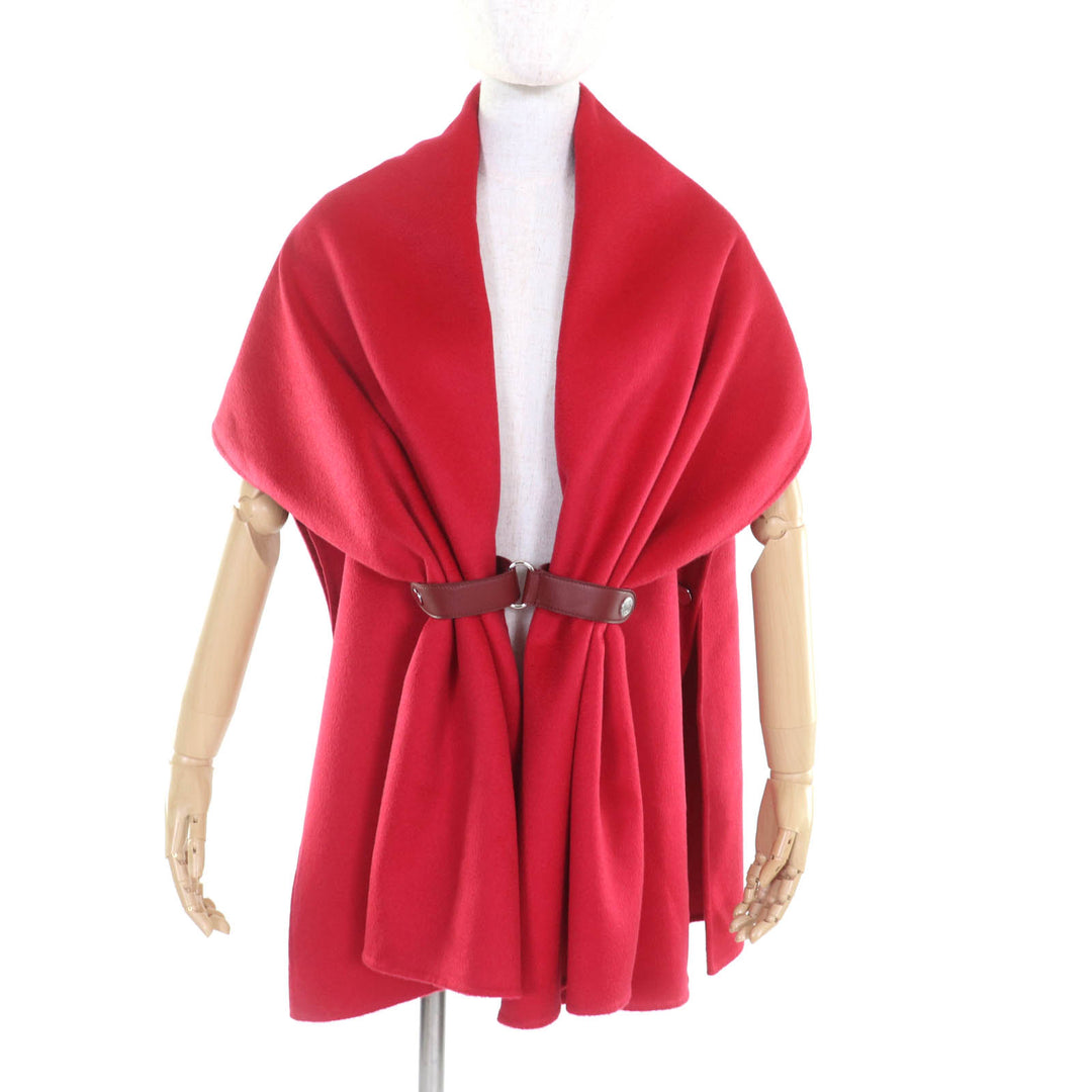 Excellent HERMES poncho Red cashmere Women 36