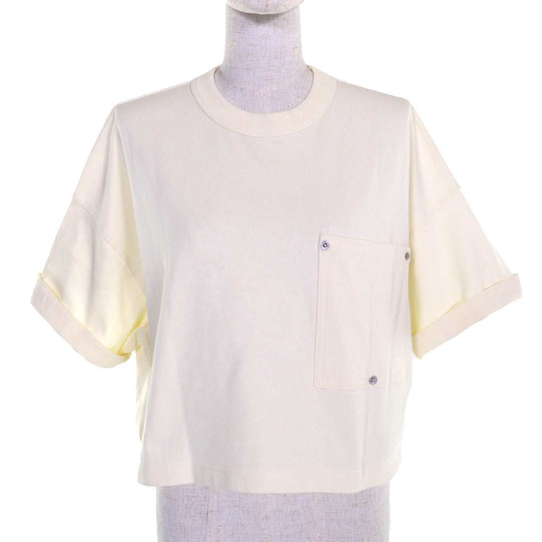 Great BOTTEGAVENETA Short sleeve T-shirt crew neck cropped Cream type XS 777597