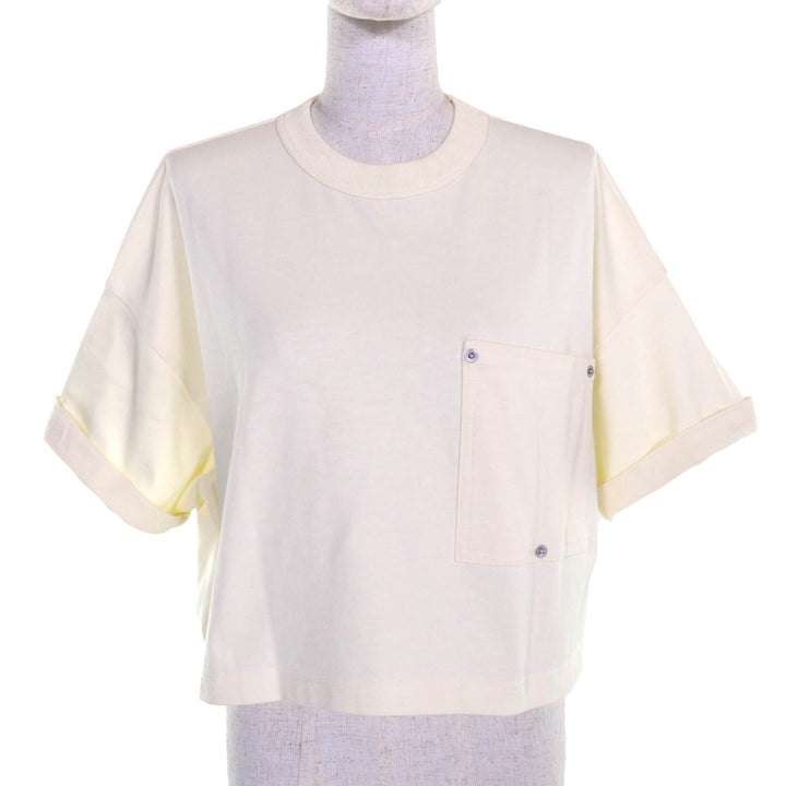 Great BOTTEGAVENETA Short sleeve T-shirt crew neck cropped Cream type XS 777597