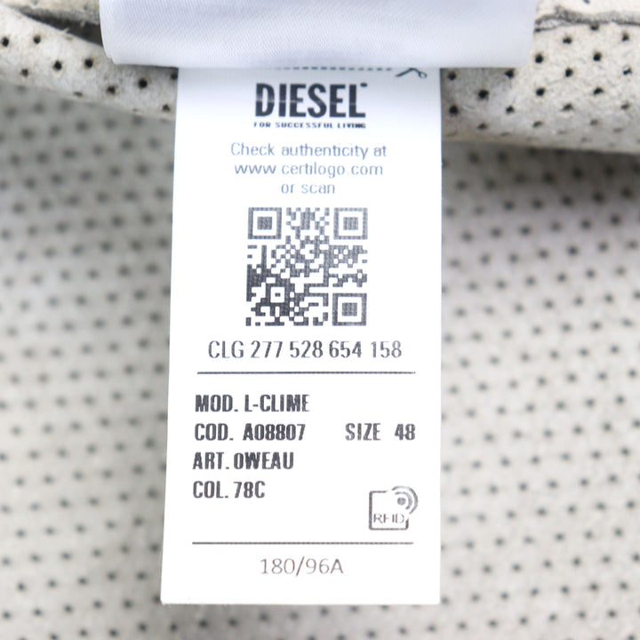 Great DIESEL leather jacket L-CLIME Logo zip faded punching Sheepskin 48 A08807