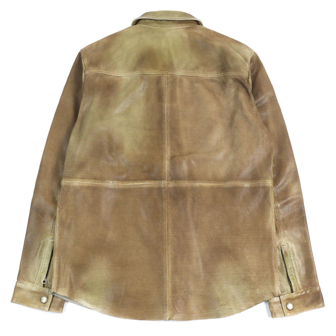 Great DIESEL leather jacket L-CLIME Logo zip faded punching Sheepskin 48 A08807