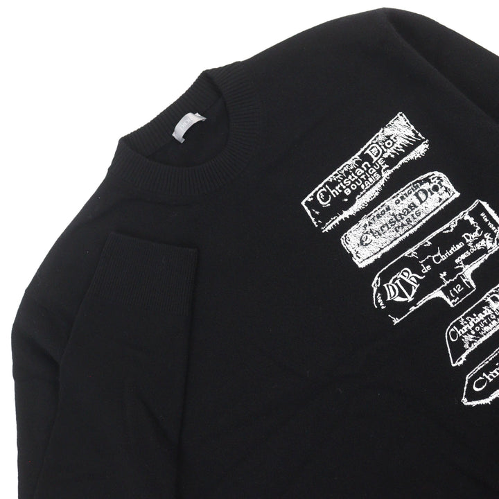 Great DIOR knit Archives Labels Embroidered Logo Crew Neck wool men L 513M663A2007