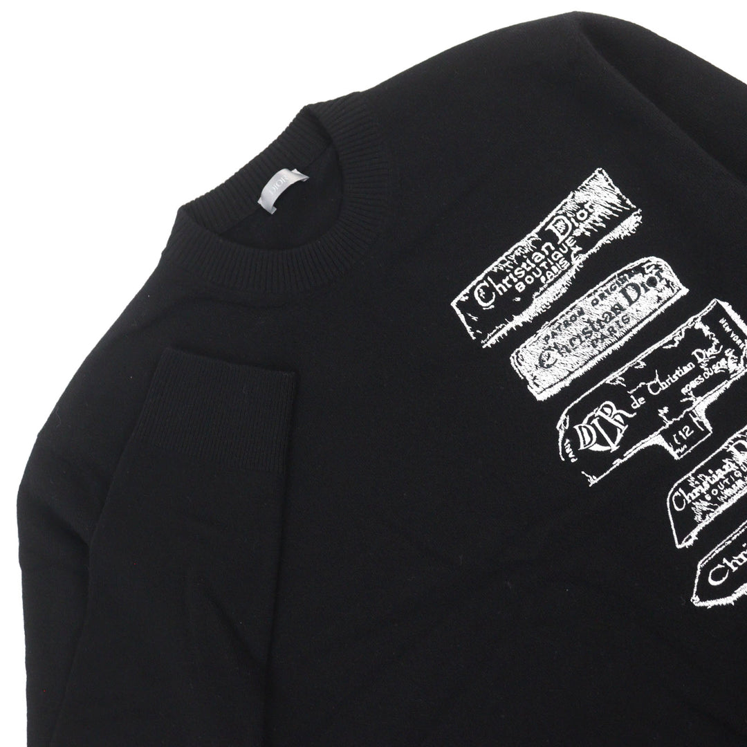 Great DIOR knit Archives Labels Embroidered Logo Crew Neck wool men L