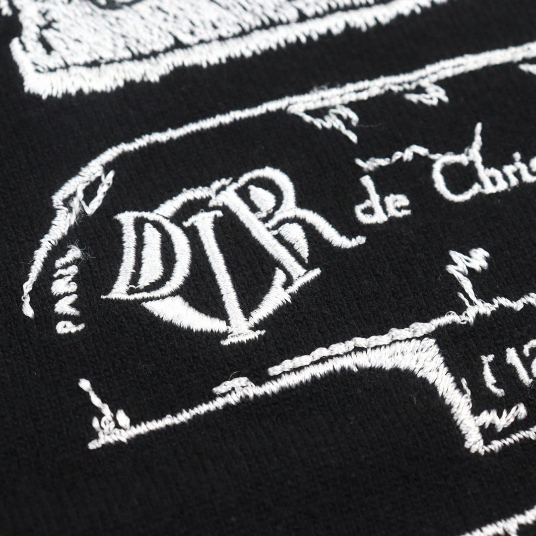 Great DIOR knit Archives Labels Embroidered Logo Crew Neck wool men L 513M663A2007