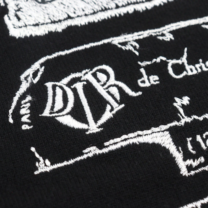 Great DIOR knit Archives Labels Embroidered Logo Crew Neck wool men L 513M663A2007
