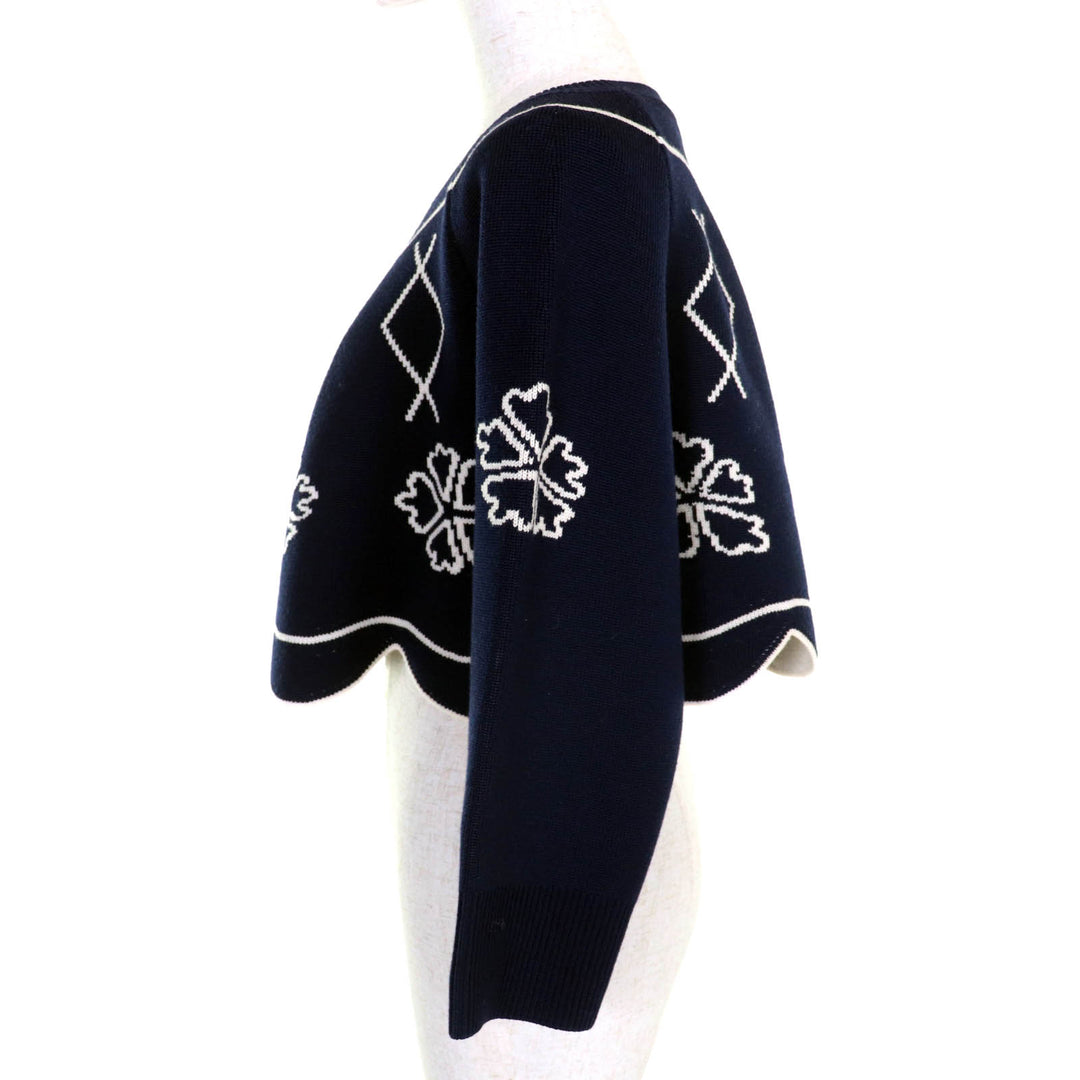 Excellent Christian Dior knit Clover scalloped hem design cropped 44 6E24579AM509
