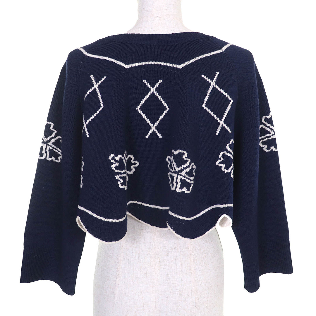 Excellent Christian Dior knit scalloped hem design cropped 44 6E24579AM509