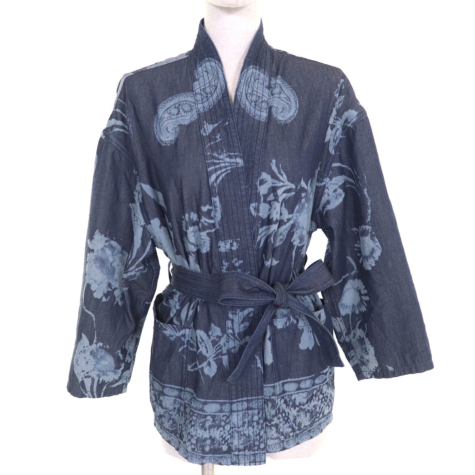Excellent Christian Dior shirt Bee embroidery belted kimono-style