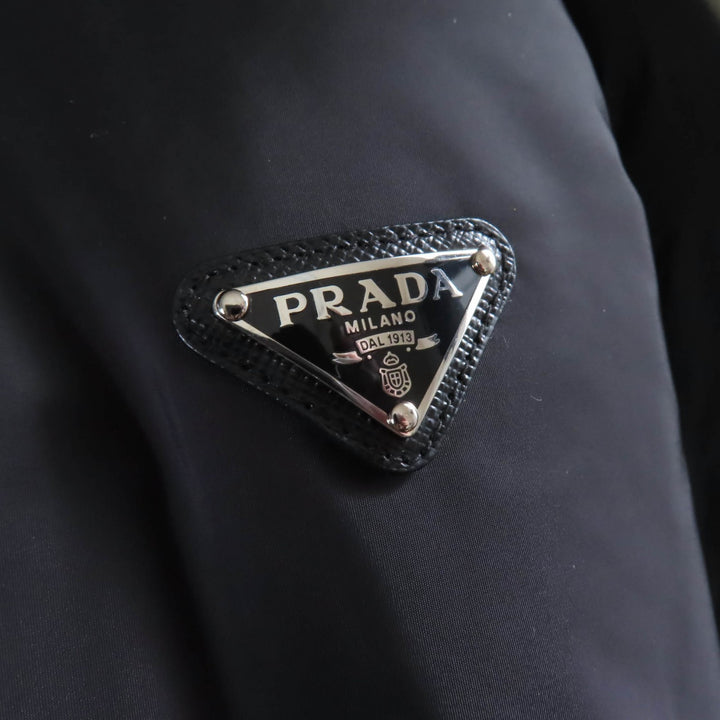 Great PRADA Down jacket Triangle logo ZIP UP black polyamide Women 42 290545