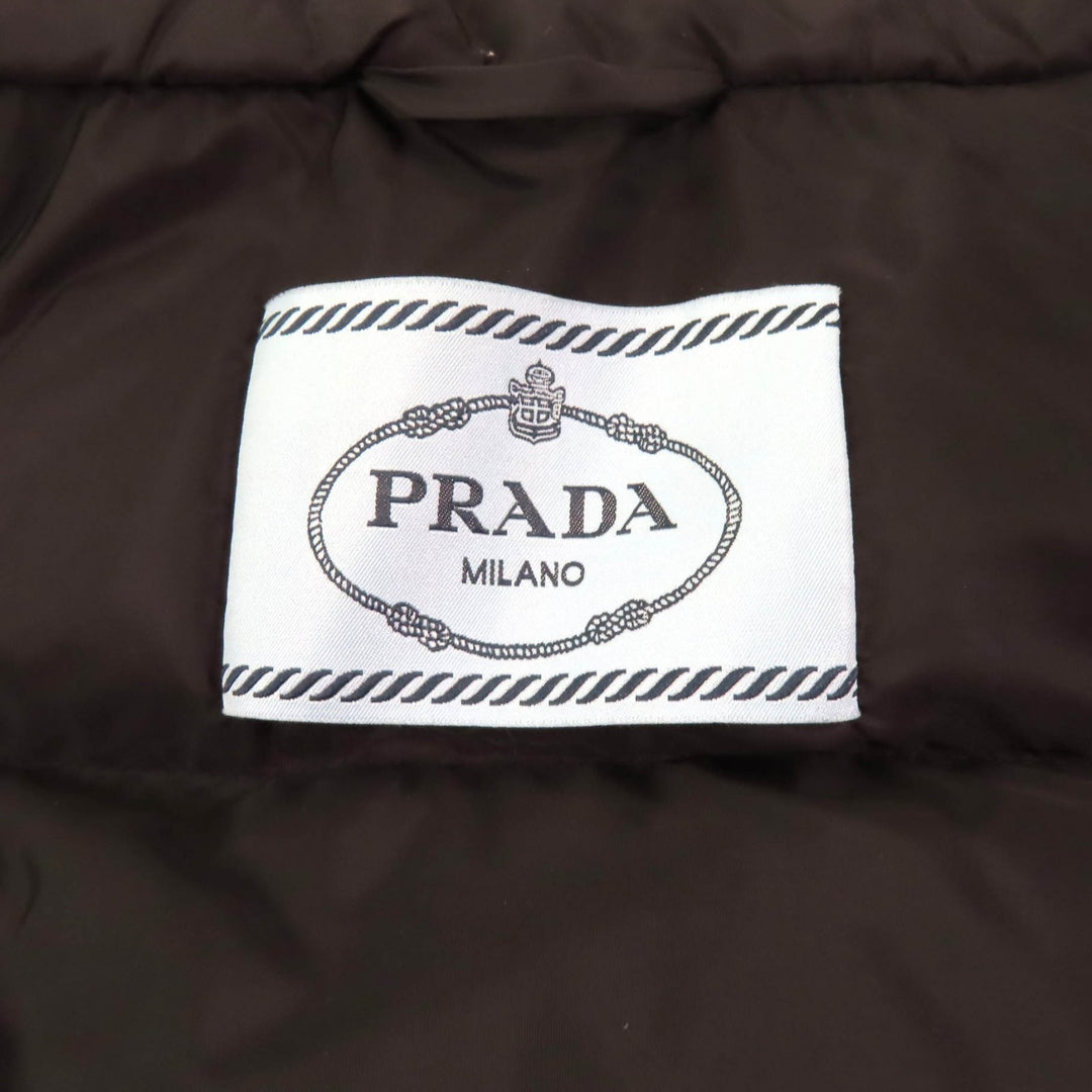 Great PRADA Down jacket Triangle logo ZIP UP black polyamide Women 42 290545