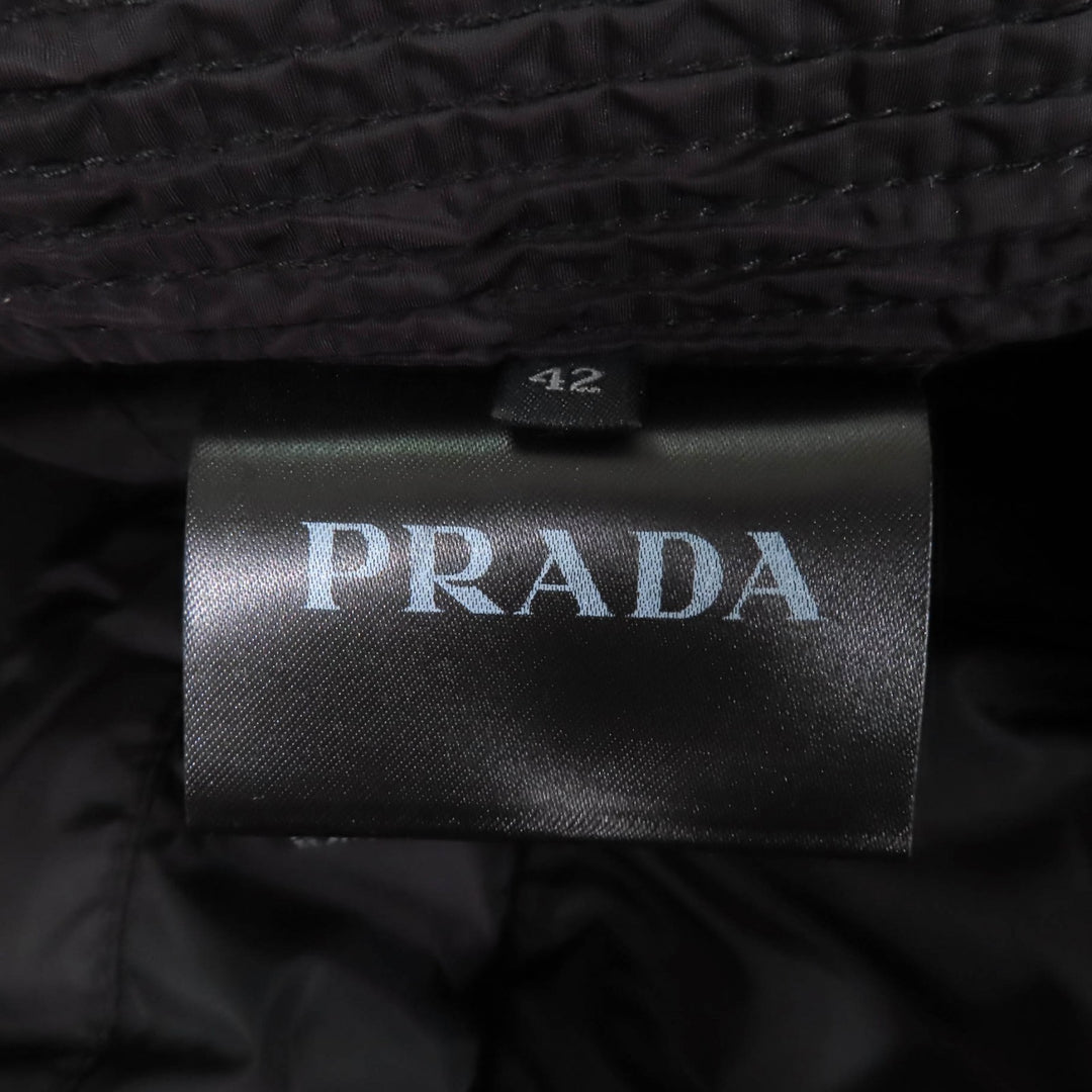 Great PRADA Down jacket Triangle logo ZIP UP black polyamide Women 42 290545