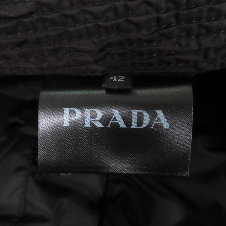 Great PRADA Down jacket Triangle logo ZIP UP black polyamide Women 42 290545