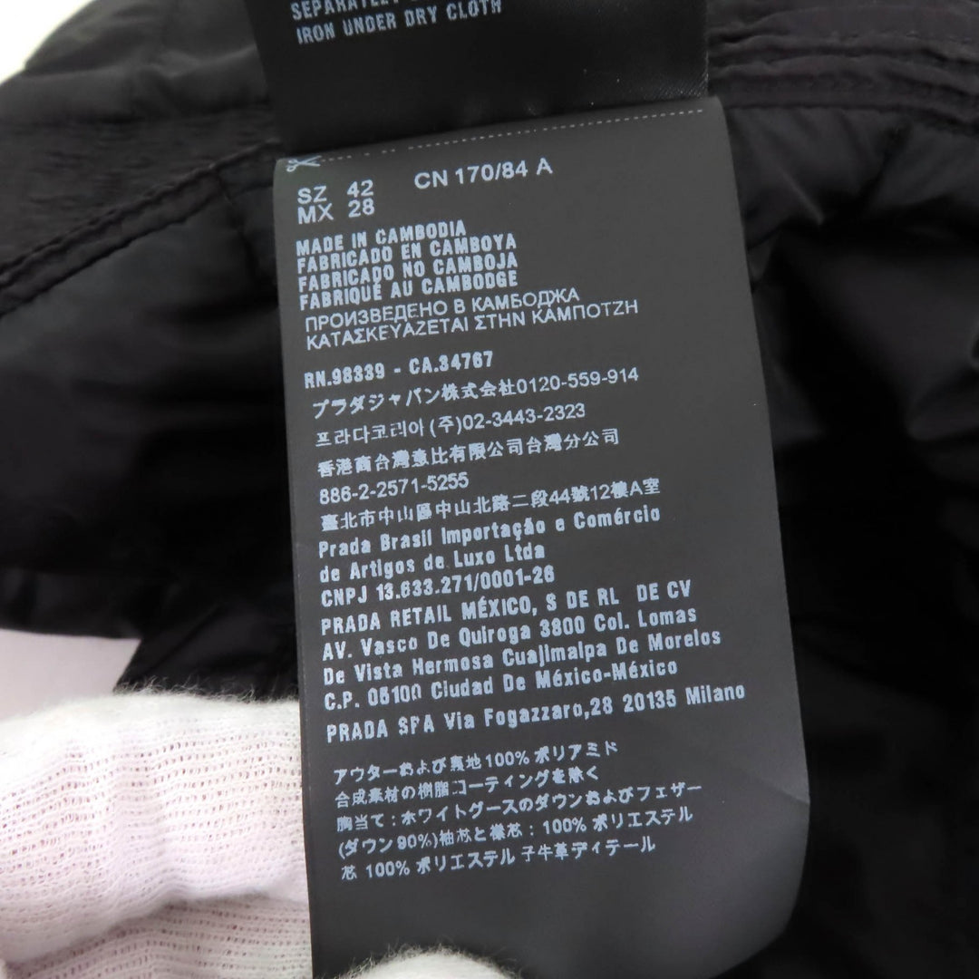 Great PRADA Down jacket Triangle logo ZIP UP black polyamide Women 42 290545