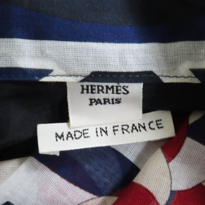 Excellent HERMES one piece Belted Canoe Pareo Tunic Multi cotton Women 36