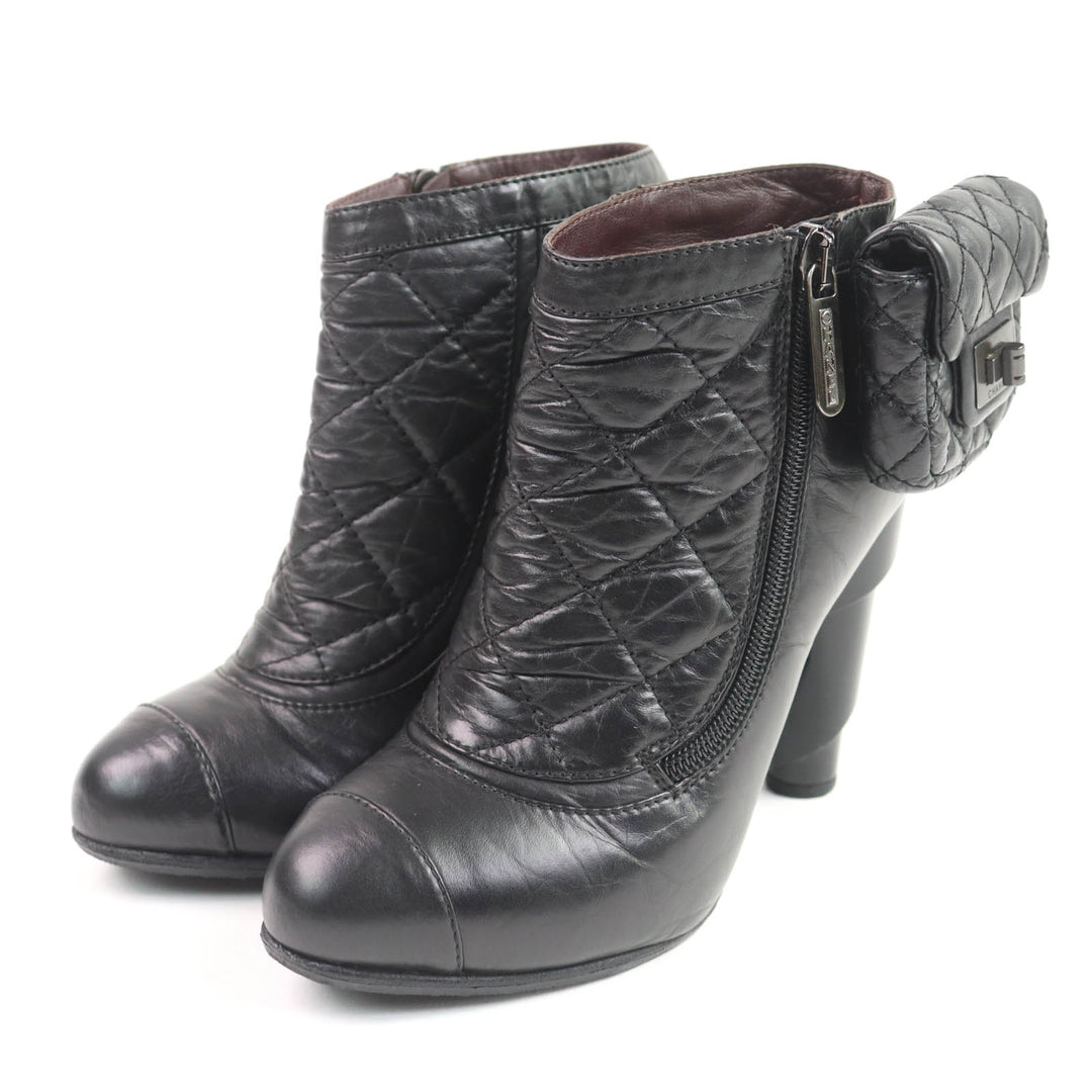 Great CHANEL Ankle boots black leather Women 36 G26164