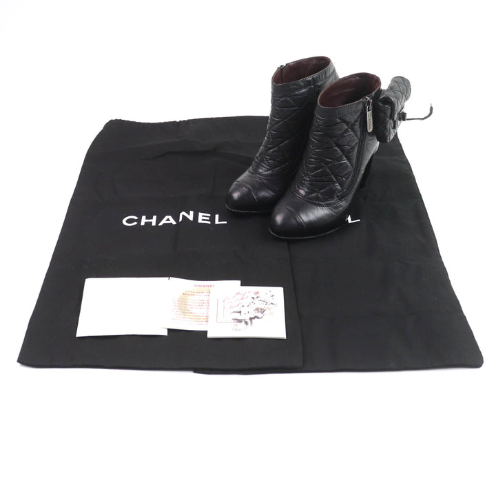 Great CHANEL Ankle boots black leather Women 36 G26164