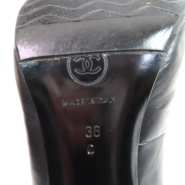 Great CHANEL Ankle boots black leather Women 36 G26164