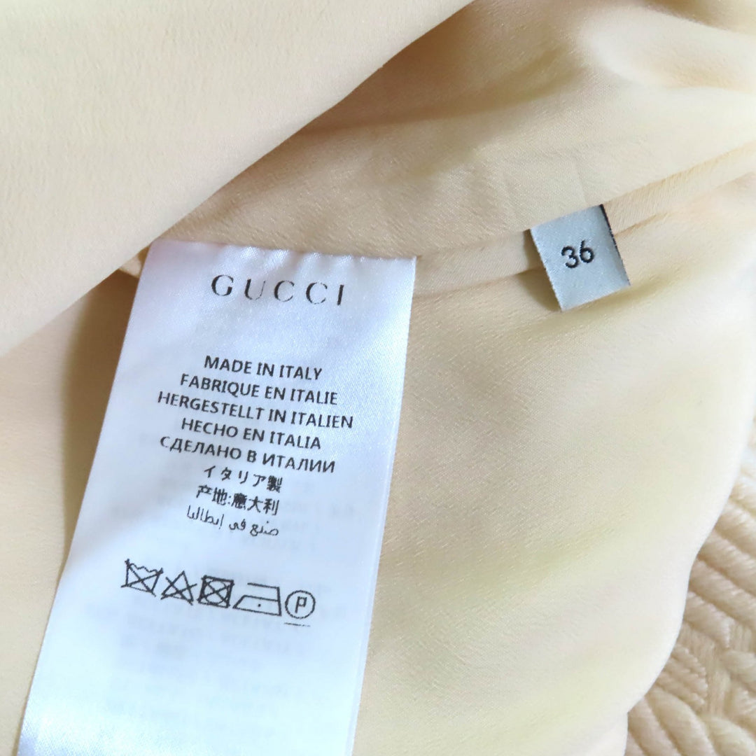 Excellent GUCCI Tight Skirt GG pattern knee-length Ivory navy wool Women 36