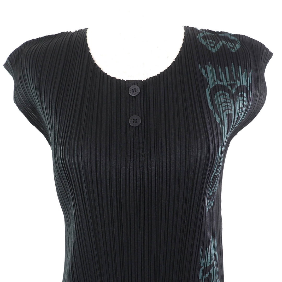 Excellent PLEATS PLEASE one piece Totem Pole French Sleeve Black Khaki 3