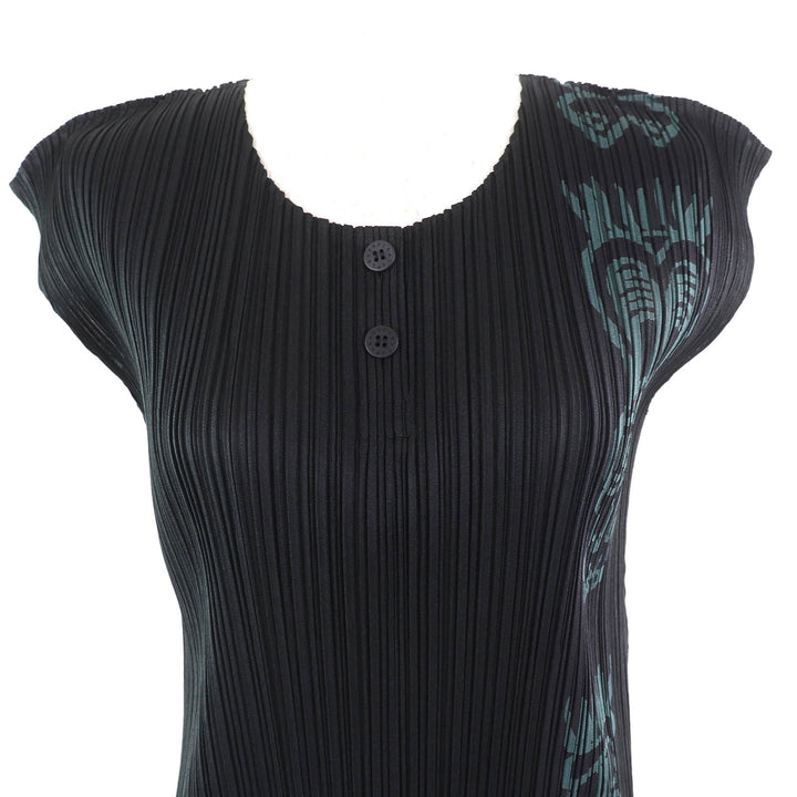 Excellent PLEATS PLEASE one piece Totem Pole French Sleeve Black Khaki 3