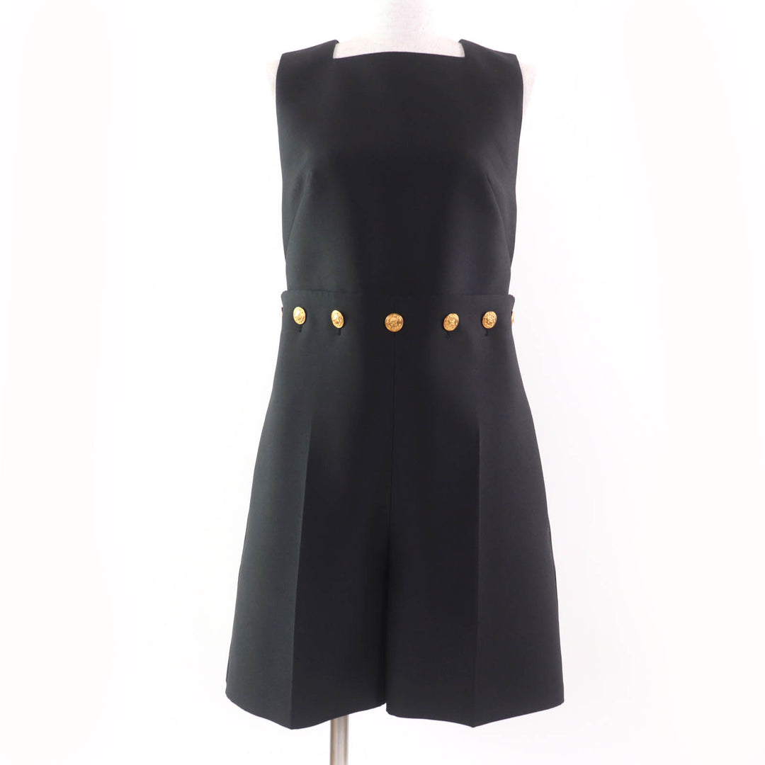 Discounted Excellent LOUIS VUITTON Overall Button-waist Mikado playsuit black wool Women 34