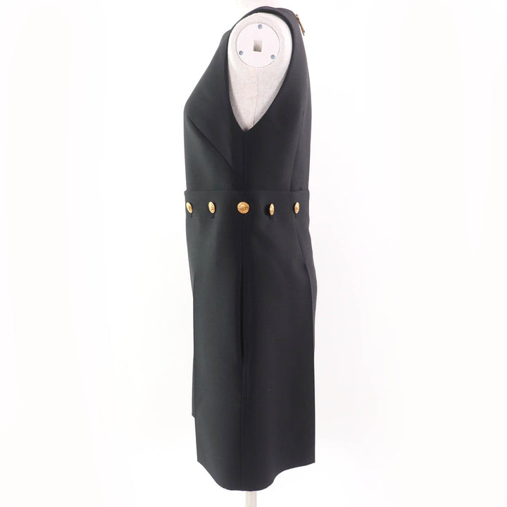 Discounted Excellent LOUIS VUITTON Overall Button-waist Mikado playsuit black wool Women 34