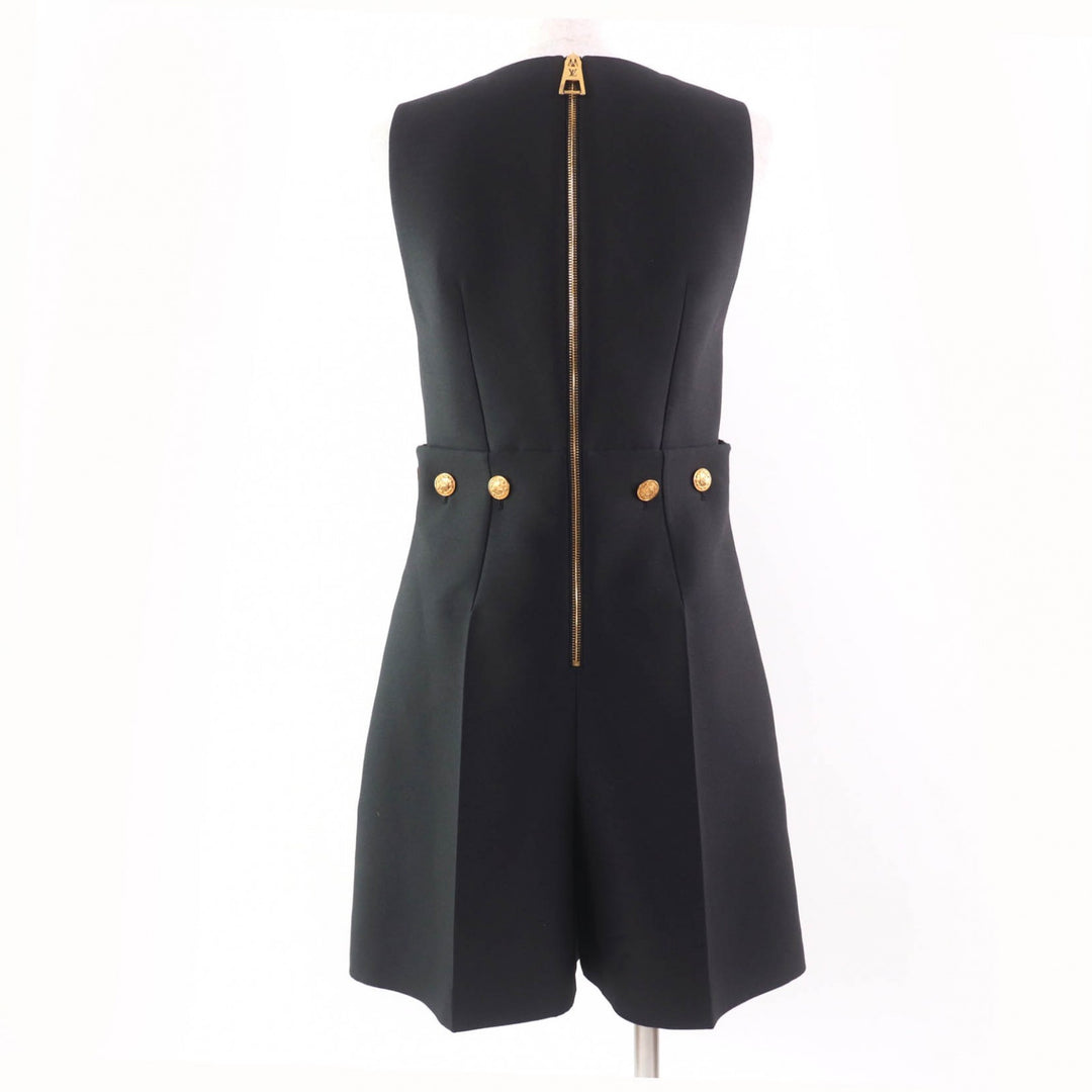 Discounted Excellent LOUIS VUITTON Overall Button-waist Mikado playsuit black wool Women 34