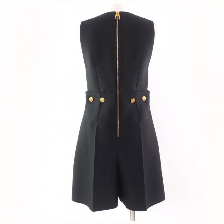 Discounted Excellent LOUIS VUITTON Overall Button-waist Mikado playsuit black wool Women 34