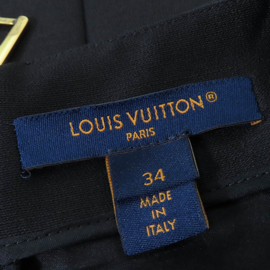 Discounted Excellent LOUIS VUITTON Overall Button-waist Mikado playsuit black wool Women 34