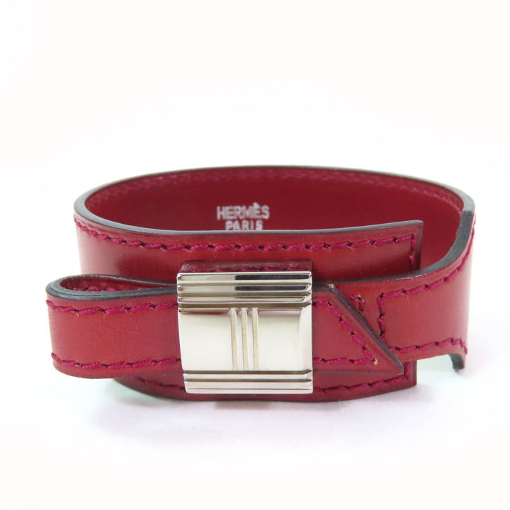 Great HERMES bracelet Artemis Bracelet Bangle Bordeaux leather Women M