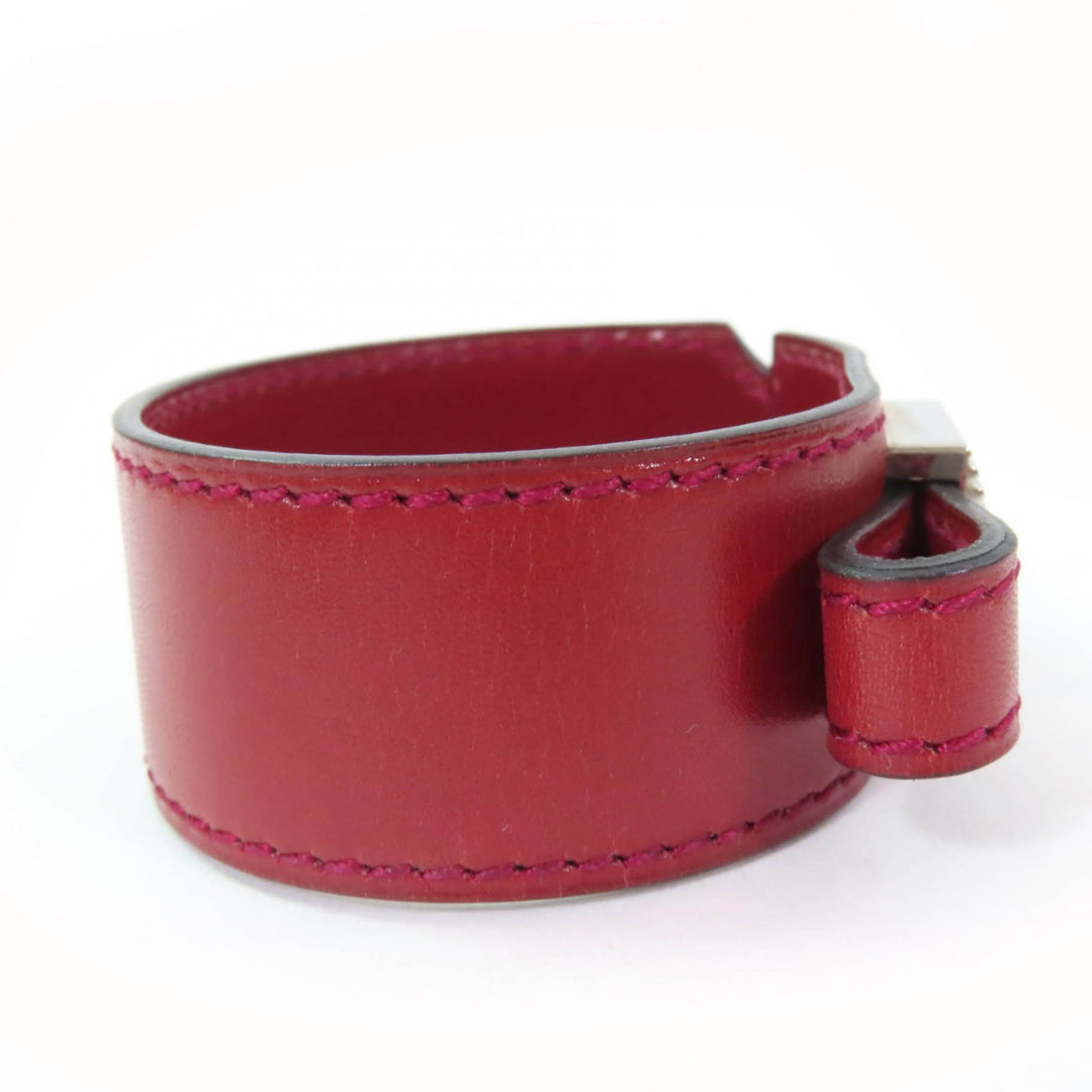 Great HERMES bracelet Artemis Bracelet Bangle Bordeaux leather Women M